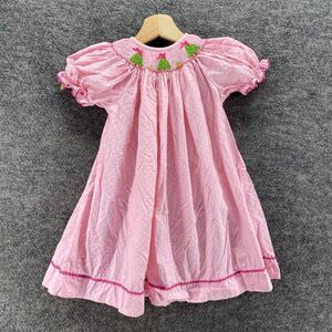 Southern Sunshine Kids Dress Girls 2 Pink Polka Dot Shift Midi Crew Neck Cotton